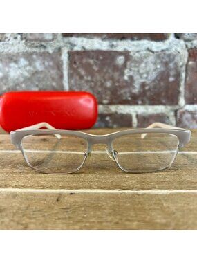 Valentino Semi-Rimless Eyeglasses With Case Beige & Clear Frames Made In Italy